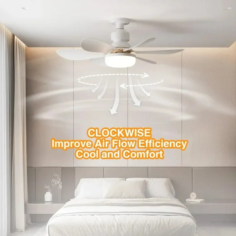 Ventilateur de Plafond LED 30W E27 Avec Télécommande pour Variateur d'Intensité, Adapté au Salon, au Bureau et à un Usage Domestique 85-265V